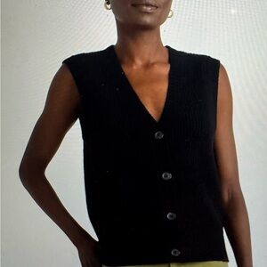 Quince Mongolian Cashmere Fisherman Sweater Vest black